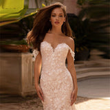 Runhufu Luxury Mermaid Backless Wedding Gowns for Bride Sweetheart Off Shoulder Sleeve Bride Wedding Dresses Court Train 2023