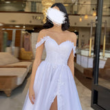 Runhufu Applique Wedding Dresses Off-The-Shoulder A-line Long Bride Dress Side Split Sexy Dress For Women 2024 Robe De Mari¨¦e