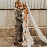 Runhufu Crepe Open Back Wedding Dress Drop Ship Custom Made Simple Sheath Satin Ivory Minimalist Sexy V Neck Bridal Gowns