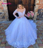 Runhufu Princess Ball Gown Wedding Dress 2024 Lace Appliques Long Sleeves Wedding Gowns Plus Size Robe De Mariee