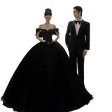Runhufu Off The Shoulder Bridal Dress 2024 New Black Vestidos De Novia Elegant Floor-length Simple Robe Mariage Femme Plus Size