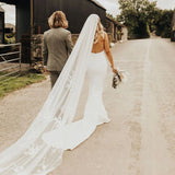 Runhufu Crepe Open Back Wedding Dress Drop Ship Custom Made Simple Sheath Satin Ivory Minimalist Sexy V Neck Bridal Gowns