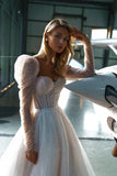 Runhufu Wedding Dresses For Women 2024 Sweetheart Bridal Gowns Tulle Full-Sleeve Robe A-Line Vestidos De Novia Appliques Simple