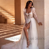 Runhufu Boho A-Line Wedding Dresses 2024 Long Sleeve Sweetheart Bridal Dress Elegant Princess Evening Wedding Gowns Custom Size