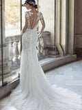 Runhufu Wedding Dresses With Detachable Train Long Sleeves Lace Appliques Gowns Sweetheart A-Line Robes Vestidos De Novia 2024