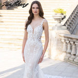 Runhufu Sexy Mermaid Wedding Dress For Women 2023 Lave Appliques Sleeveless Bride Gown Backless Zipper Train Vestidos De Noiva