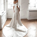 Runhufu Wedding Dresses Simple Elegant Bridal Gowns Off The Shoulder Boat Neck Robes For Formal Party Glamorous Vestidos De Novia