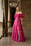 Runhufu Strapless A-Line Evening Dresses Detachable Puff Sleeves Bridal Gowns Vestidos De Noiva
