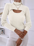 Runhufu Women Knit Two-Piece Sweater Set Autumn Office Lady High Neck Long Sleeve Crop Tops+Ribbed Sling Vest Knitwear Outfit