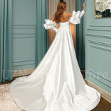 Runhufu Elegant A-Line Wedding Dresses 2023 Sweetheart Satin Princess Bridal Gowns Boho Beach Evening Wedding Ball Gowns Custom Size