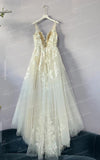 runhufu Unlined Bodice FLowy A Line Tulle Wedding Dress With V Neck Bridal Gown Beach Bridal Gown trouwjurk Robe de mariee
