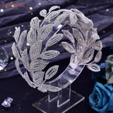 Runhufu HP484 Bridal Tiara Leaf Shape Headband Wedding Hair Accessories Women Headdress Pageant Brides Headwear Hair Ornaments