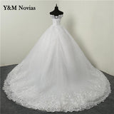 runhufu Vedio Luxury Lace Applique Plus Size Wedding Dress Embroidery 2023 New Long Train Sweetheart Bride Gown Vestidos De Noiva