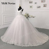 runhufu Novias Fashion Simple White Ivory Wedding Dresses Plus Size Diamond sequin Beading Lace Edge Train Dresses For Brides Gowns