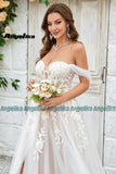 Runhufu Stylish Sweetheart Wedding Dresses Bride Tulle Appliques A Line Zipper High Slit Sweep Train Robe De Mariee Custom Made