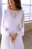 Runhufu Chiffon Beach Wedding Gowns 2024 Vestidos Civil Women Boho Wedding Dresses Long Sleeves New In Classic Bride Gowns