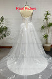 Runhufu Boho Wedding Dresses Lace Applique Tulle Wedding Gowns A-Line Sweep Train Elegant Bride Dress vestidos de novia