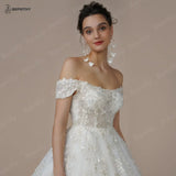 Runhufu Strapless A Line Wedding Dresses For Women Off The Shoulder Appliques Lace Princess Ivory Bridal Gown Bride 2024 Spring