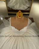 Runhufu Women's Wedding Dresses Shiny Bead String Elegant Sweetheart A-Line Princess Bridal Gowns Formal Beach Party Plus Size