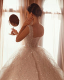 Runhufu Wedding Dresses 2024 For Women Square Collar Bridal Gowns Custom Sleeveless Sequins Beaded Dubai Arabic Vestido de Novia