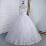 runhufu Novia 2023 Off The Shoulder Plus Size Lace Wedding Dress Long Train Appliqes Pearls Bridal Tulle Mariage Vestido De Noiva