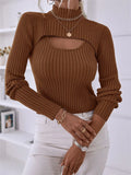 Runhufu Women Knit Two-Piece Sweater Set Autumn Office Lady High Neck Long Sleeve Crop Tops+Ribbed Sling Vest Knitwear Outfit