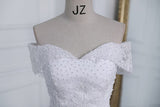 runhufu Novia 2023 Off The Shoulder Plus Size Lace Wedding Dress Long Train Appliqes Pearls Bridal Tulle Mariage Vestido De Noiva