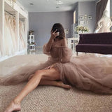 Runhufu Wedding Dresses 2023 Puff Long Sleeve Wedding Gowns Lace Fairy Bride Dress Boho Cheap China Vestido de Noiva