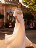 Runhufu High Collar Half Sleeve Wedding Dress Classic Lace Bride Robe 2024 Elegant Bohemian Long Bridal Gown Robe De Mari¨¦e