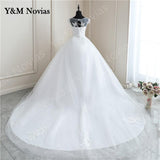runhufu Spring Lace Appliques Pearls Wedding Dresses Sleeveless Vestidos De Novia White O-neck Princess Bride Wedding Gown Plus Size