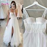 Runhufu Wedding Dresses Sweetheart Boho Long Wedding Gowns Sexy Side Split Tulle Elegant Bride Dress vestidos de novia