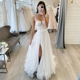 Runhufu Wedding Dresses For Women 2024 Sweetheart Boho Long Wedding Gowns Side Split Tulle Elegant Bride Dress vestidos de noviaS