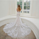 Runhufu Appliques Mermaid Wedding Dress 2023 Spaghetti Straps Backless Bridal Gown For Women Tulle Sweep Train Vestidos De Noiva