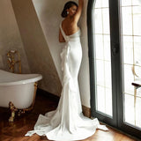 Runhufu Strapless Wedding Dresses For Women Backless Bridal Gowns Special Design Satin Sleeveless Robe Mermaid Vestidos De Novia