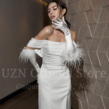 Runhufu Elegant Mermaid Wedding Dresses Off The Shoulder Floor Length Bridal Gowns Boho Beach Evening Wedding Prom Gowns Custom Size