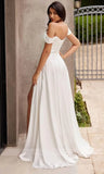 Runhufu Simple Off Shoulder Pleated Wedding Dresses with Side Split Backless A-line Court Bridal Gown vestido de novia 2024