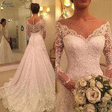 Runhufu NICEB Long Sleeve Applique Mermaid Wedding Dresses Vintage Romantic Vestidos De Noiva Mariage Elegant Lace Robe De Mariée
