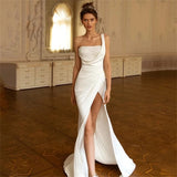 Runhufu Elegant Wedding Dresses Square Collar One Shoulder Bridal Gowns Sexy Backless Robes 2024 Side Slit Vestidos De Novia 2024