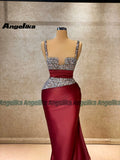 Runhufu Glamorous Satin Prom Dress for Women Spaghetti Straps Square Collar Sweep Train Pleat Saudi Arabia Vestido De Fiesta
