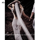 runhufu Boho Lace Behemian Mermaid Wedding Dress Robe Civil Country Bridal Gowns Sexy Backless Lace robe mariage femme