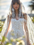 Runhufu Sweetheart A-Line Wedding Dress Lace Applique Sleeveless Tulle Bridal Gowns Vestido De Novia