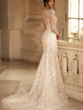 Runhufu O-neck Wedding Dress Sparkly Sequins Beads Bride Robe Graceful Mermaid With Detachable Train Bridal Gown Robe De Mari¨¦e