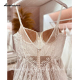 runhufu Sexy Beach Wedding Dress Spaghett Straps 2023 Robe Mariee Vintage Lace Boheme Wedding Dresses Backless Beaded