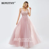 runhufu A-line Gray Formal Occasion Dress With Slit Lace Prom Dresses For Women Party Wedding Evening A-line Bridesmaid Gown
