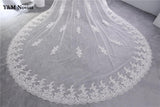 runhufu Luxury Lace Long Tulle Wedding Veils Two Layer With Comb White Ivory Bridal Veil for Bride Marriage Wedding Accessorie