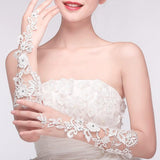 runhufu New Lace Bride Wedding Gloves High-end Hand Sewn Diamond Finger Wedding Gloves Wedding Accessories Mariage