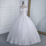 runhufu Novia 2023 Off The Shoulder Plus Size Lace Wedding Dress Long Train Appliqes Pearls Bridal Tulle Mariage Vestido De Noiva