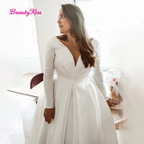 Runhufu Size Wedding Dress Long Sleeve Beach Wedding Dresses Oversize Bridal Gowns Boho robe de mari¨¦e Fluffy vestidos de novia