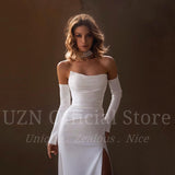 Runhufu Elegant Mermaid Wedding Dresses 2023 Strapless High Split Bridal Gowns Boho Beach Princess Evening Wedding Gowns Custom Size