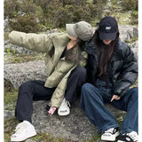 Runhufu American Style PU Leather Down Padded Jacket Women's Winter New Style Thickened Loose Small Bread Jacket Padded Parka